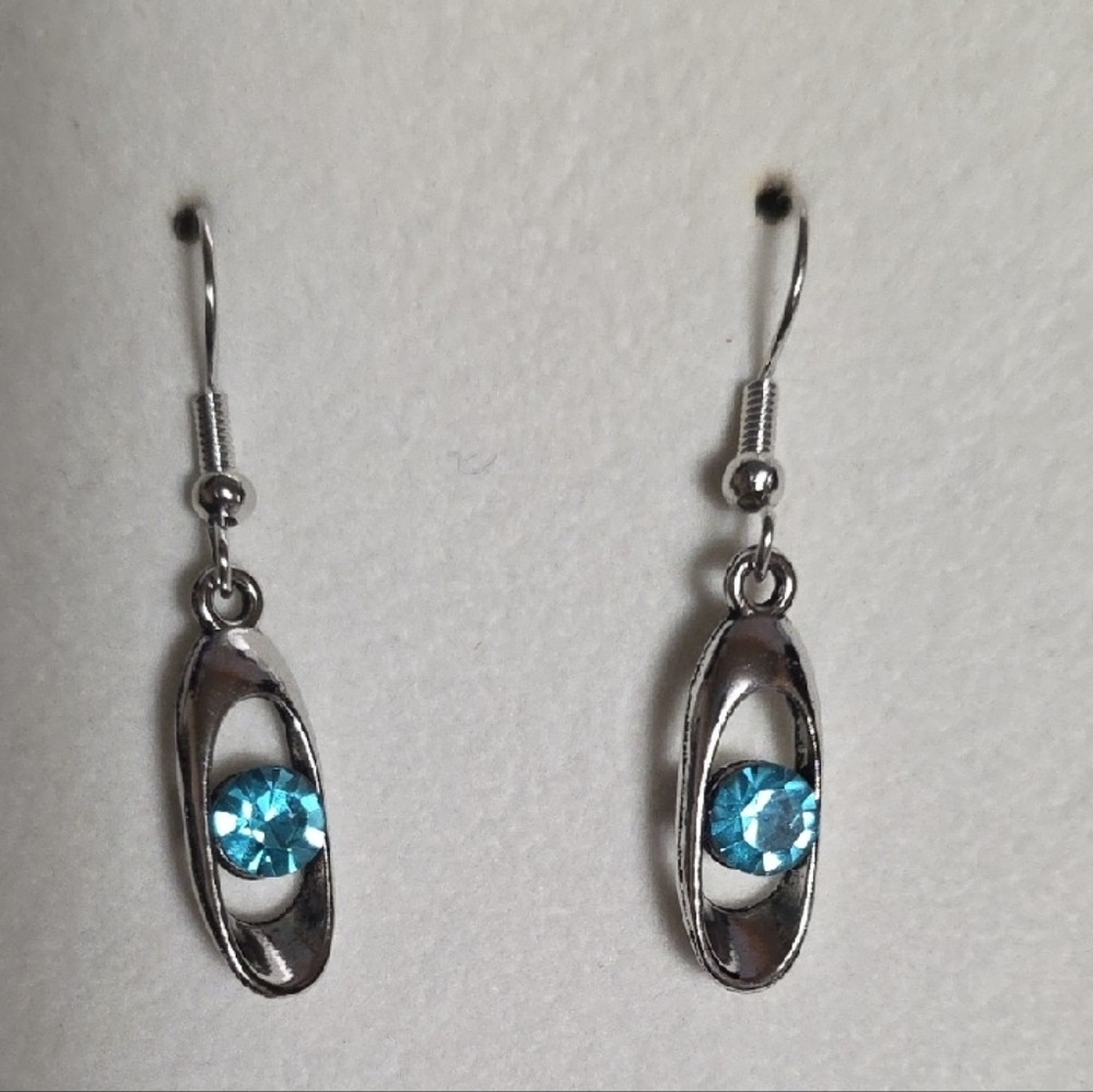 Elegant Silver Earrings with Blue Gemstones